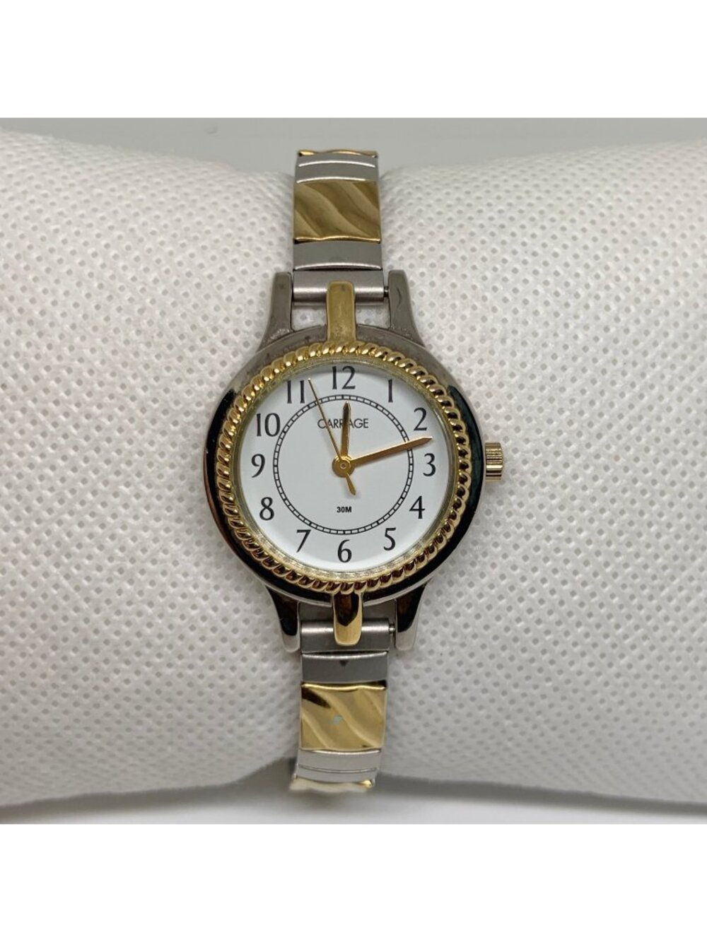 Carriage women’s watch gold silver tone 24mm round case quartz analog running